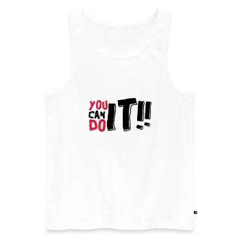 DU KANNST ES SCHAFFEN - Männer Premium Bio Tank Top - Weiß - Vorne - AI Model Male 178 light (178cm)