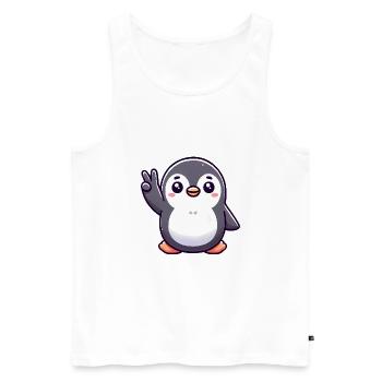 Friedlicher Pinguin Cartoon Illustration - Männer Premium Bio Tank Top - Weiß - Vorne - AI Model Male 178 light (178cm)