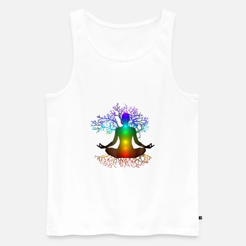 Chakra Baum des Lebens - Männer Premium Bio Tank Top - Weiß