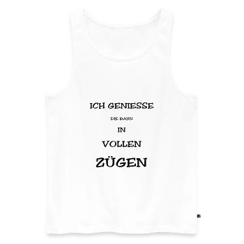 Ich genieße die Bahn in vollen Zügen - Débardeur bio Premium Homme - blanc - Devant - Michal (187cm)