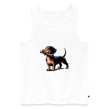 Teckel chien de chasse avec bâton chien chien - Débardeur bio Premium Homme - blanc - Devant - Michal (187cm)