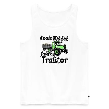 Coole Mädel fahren Traktor - MB Trac - Unimog - Männer Premium Bio Tank Top - Weiß - Vorne - AI Model Male 178 light (178cm)