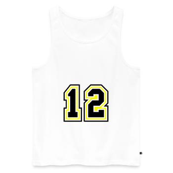 12 symbole de nombre - Débardeur bio Premium Homme - blanc - Devant - AI Model Male 178 light (178cm)