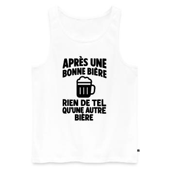 Après Une Bonne Bière Humour - Débardeur bio Premium Homme - blanc - Devant - Michal (187cm)