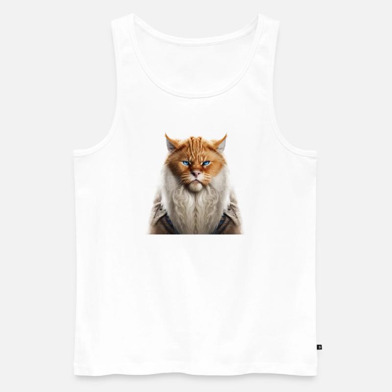 Wikinger Katze - Männer Premium Bio Tank Top - Weiß