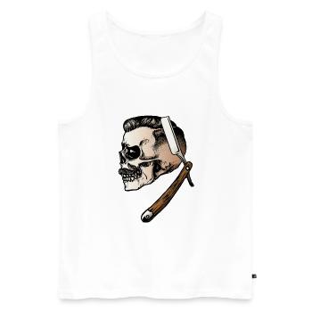 Barber Skull Skull with Beard Mustache Skull - Men's Premium Organic Tank Top - white - Front - Michal (187cm)