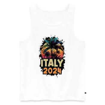 Italien 2024 Urlaub Spruch - Männer Premium Bio Tank Top - Weiß - Vorne - Michal (187cm)