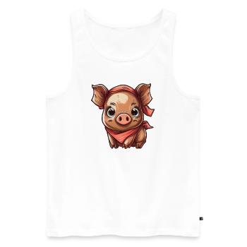 Schwein mit Bandana - Männer Premium Bio Tank Top - Weiß - Vorne - Michal (187cm)