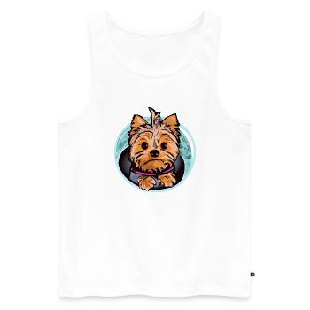 Yorkshire Terrier in Space Hundeliebhaber Yorkie - Männer Premium Bio Tank Top - Weiß - Vorne - Michal (187cm)
