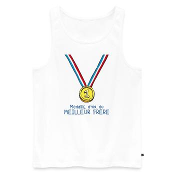 T-shirt Médaille d'or du meilleur frère - Débardeur bio Premium Homme - blanc - Devant - Michal (187cm)