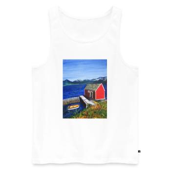 EC Travel I Holidays I Norway I Mountains I Gift - Men's Premium Organic Tank Top - white - Front - AI Model Male 178 light (178cm)