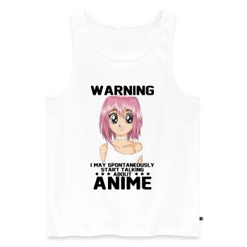 Attention, il se peut que je commence spontanément à parler d’anime - Débardeur bio Premium Homme - blanc - Devant - Michal (187cm)