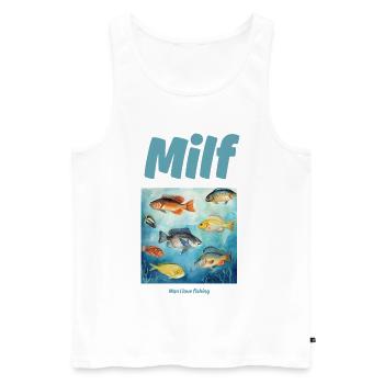 Mec, j’adore la pêche - Débardeur bio Premium Homme - blanc - Devant - Michal (187cm)