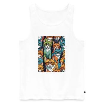 Bunte Katzen mit Brillen Muster - Männer Premium Bio Tank Top - Weiß - Vorne - AI Model Male 178 light (178cm)