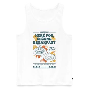 Petit-déjeuner ici pour le deuxième petit-déjeuner Brunch Café - Débardeur bio Premium Homme - blanc - Devant - Michal (187cm)