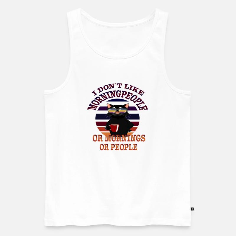 Morgenmuffel Kaffee Katze Motiv - Männer Premium Bio Tank Top - Weiß