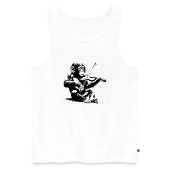 Violin Violin in Monkey Orchestra Banksy Style - Men's Premium Organic Tank Top - white - Front - AI Model Male 178 light (178cm)