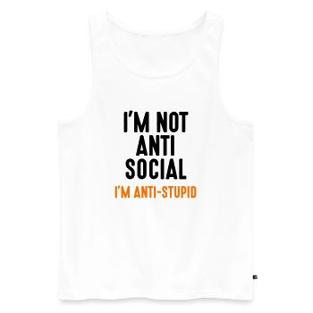 i’m not anti-social anti-stupid Idiot Idiot idiot - Débardeur bio Premium Homme - blanc - Devant - AI Model Male 178 light (178cm)