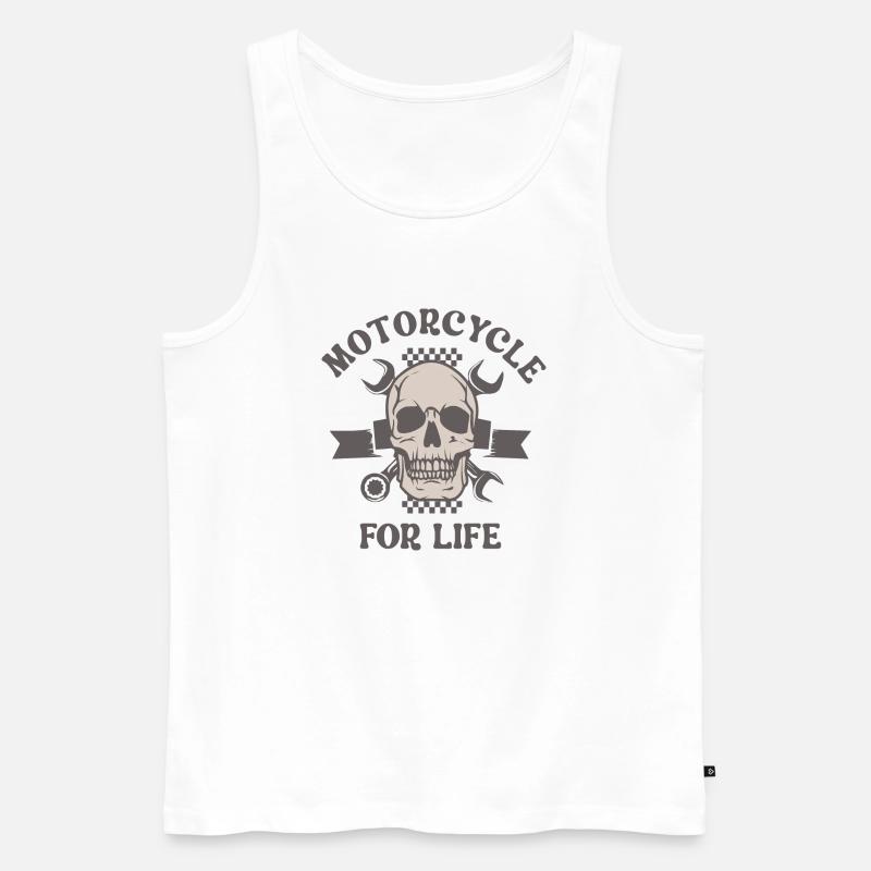 Motorrad ein Leben lang - Männer Premium Bio Tank Top - Weiß