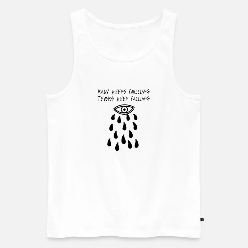 Rain Keeps Falling (Schwarz) - Männer Premium Bio Tank Top - Weiß
