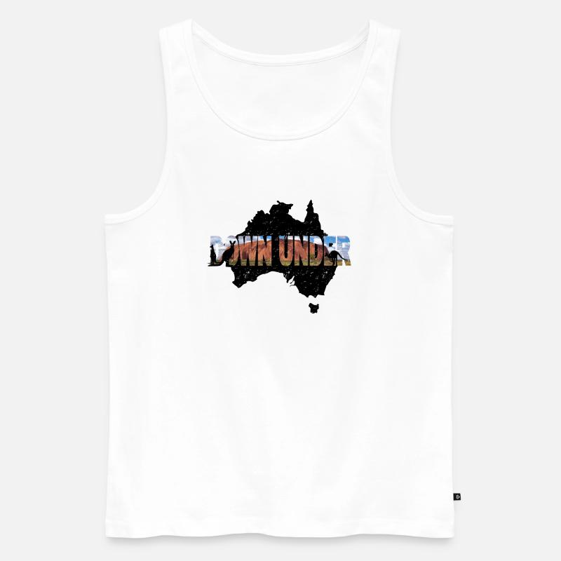 DOWN UNDER - Australia - Männer Premium Bio Tank Top - Weiß