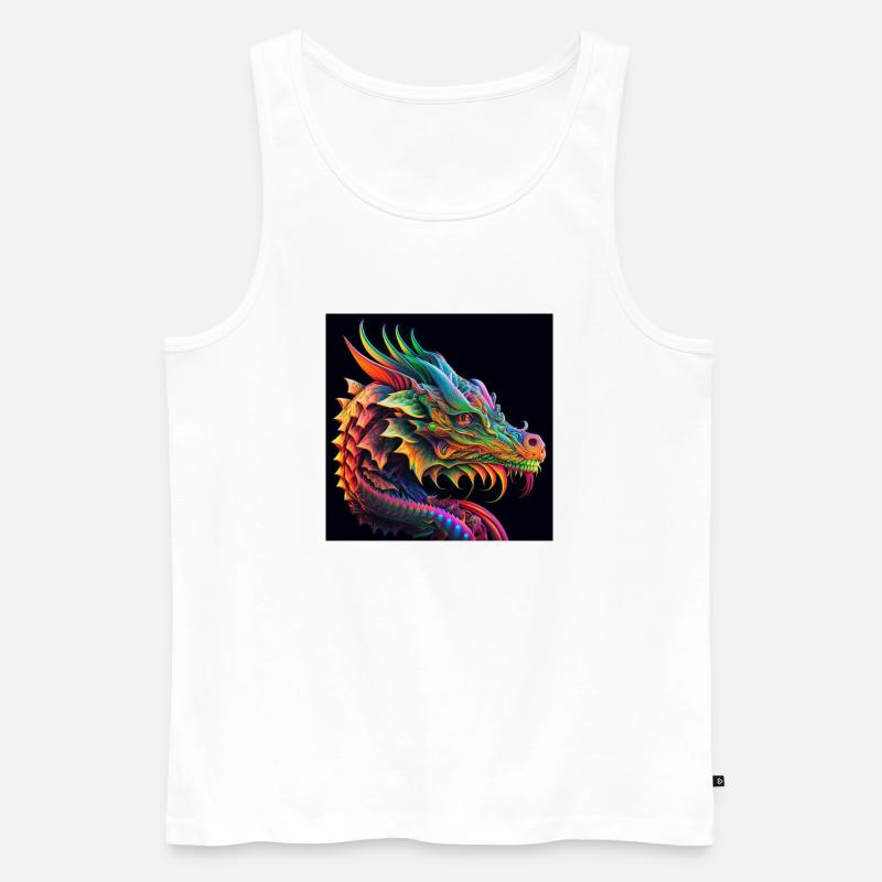 Farbiger Drache, einzigartiges Design - Männer Premium Bio Tank Top - Weiß