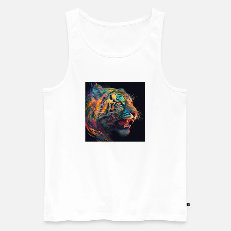 Farbiger Tiger, einzigartiges Design - Männer Premium Bio Tank Top - Weiß