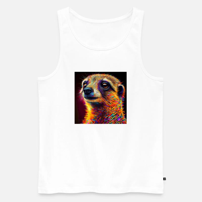 Farbiges Erdmännchen, einzigartiges Design - Männer Premium Bio Tank Top - Weiß