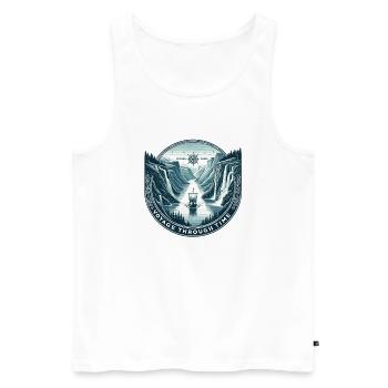Epic Fjord Expedition - Men's Premium Organic Tank Top - white - Front - AI Model Male 178 light (178cm)