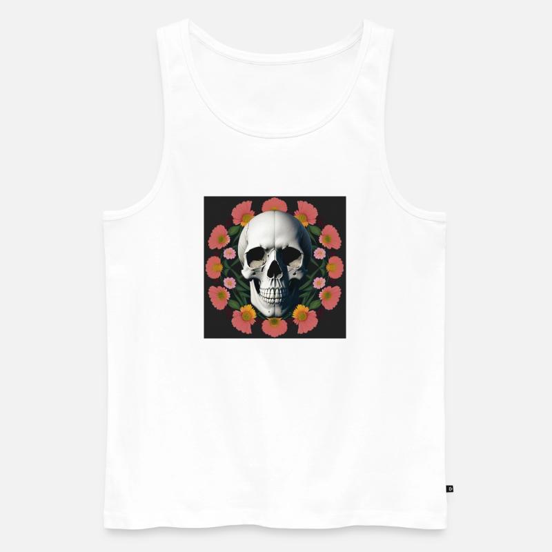 Flower-Skull - Männer Premium Bio Tank Top - Weiß