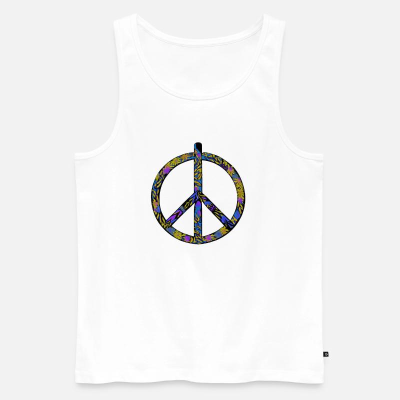 Abstrakte Harmonie: Gelb-Blauer Friedensrausch - Männer Premium Bio Tank Top - Weiß