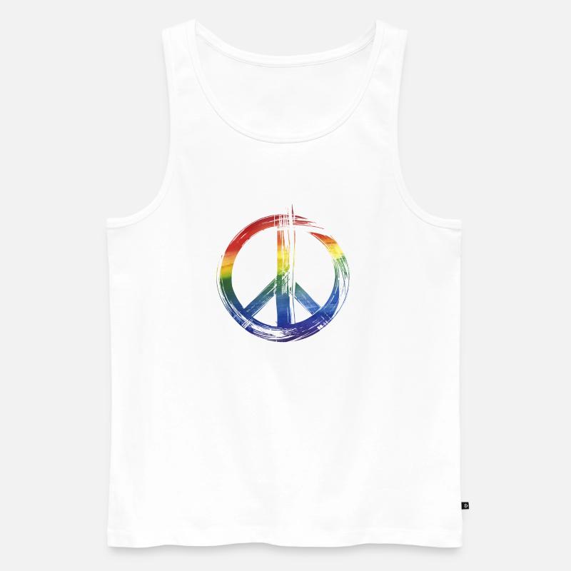 Peace Regenbogen - Männer Premium Bio Tank Top - Weiß