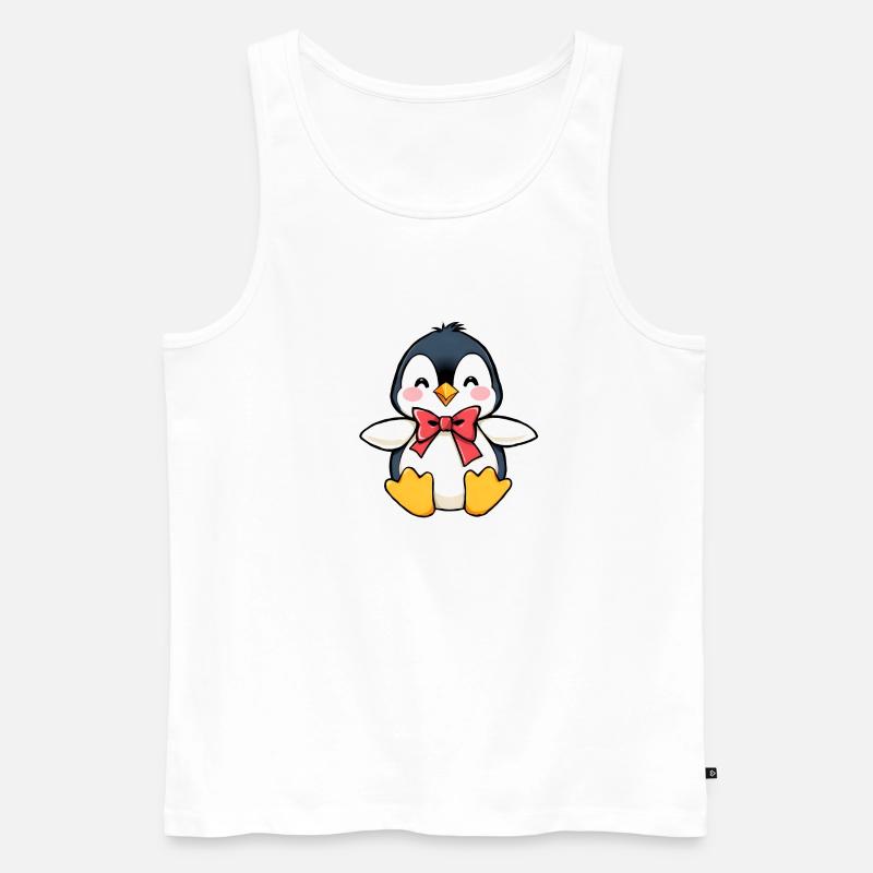 Charmanter Pinguin mit roter Fliege - Männer Premium Bio Tank Top - Weiß