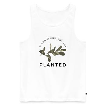 blühe, wo du gepflanzt bist - Männer Premium Bio Tank Top - Weiß - Vorne - AI Model Male 178 light (178cm)