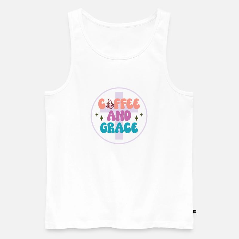 Kaffee & Gnade - Männer Premium Bio Tank Top - Weiß