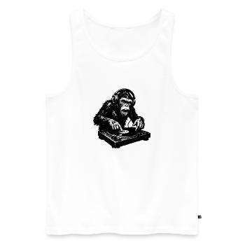 Wild DJ monkey playing loud music - Men's Premium Organic Tank Top - white - Front - AI Model Male 178 light (178cm)