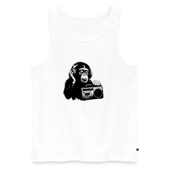 Monkey with cassette recorder - Men's Premium Organic Tank Top - white - Front - AI Model Male 178 light (178cm)