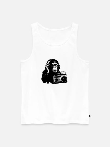 Affe mit Kassettenrekorder - Männer Premium Bio Tank Top - Weiß