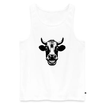 Grinning Cow - Men's Premium Organic Tank Top - white - Front - AI Model Male 178 light (178cm)