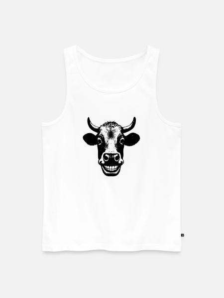 Grinning Cow - Men's Premium Organic Tank Top - white