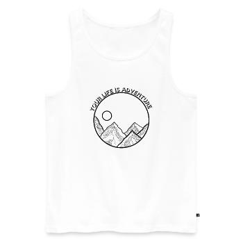 Dein Leben ist ein Abenteuer - Männer Premium Bio Tank Top - Weiß - Vorne - Michal (187cm)