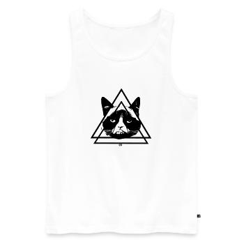 Cat. - Männer Premium Bio Tank Top - Weiß - Vorne - AI Model Male 178 light (178cm)