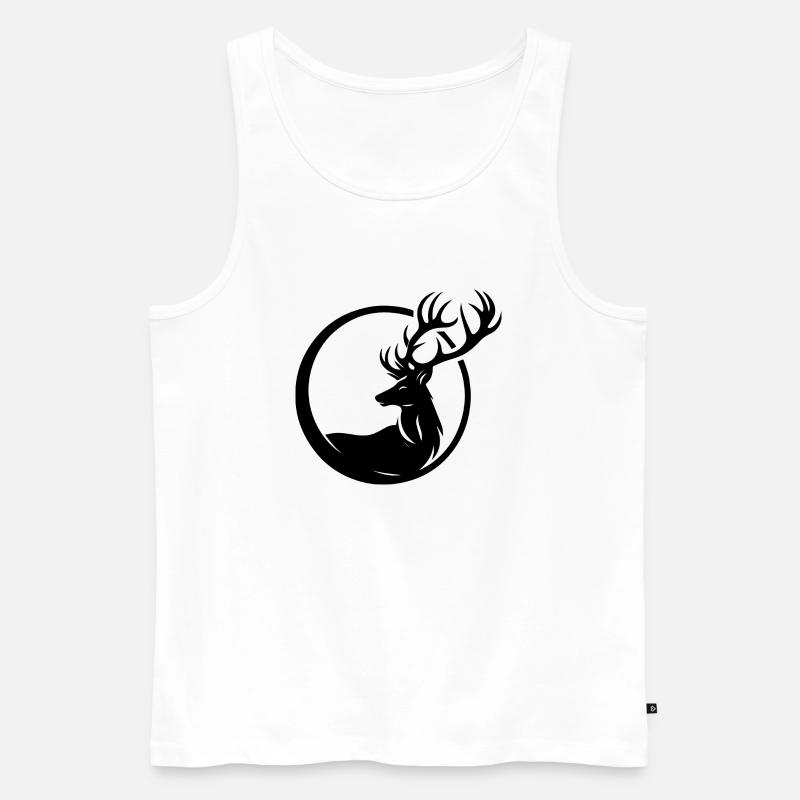 Hirsch Logo in schwarz-weiß - Männer Premium Bio Tank Top - Weiß