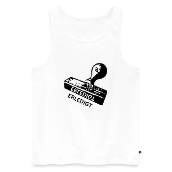 Erledigt - Stempel - Abi - Männer Premium Bio Tank Top - Weiß - Vorne - AI Model Male 178 light (178cm)