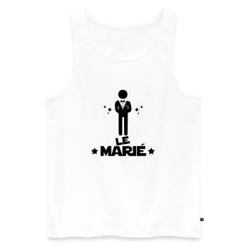 le marié,citations,message,bonhomme - Débardeur bio Premium Homme - blanc - Devant - AI Model Male 178 light (178cm)