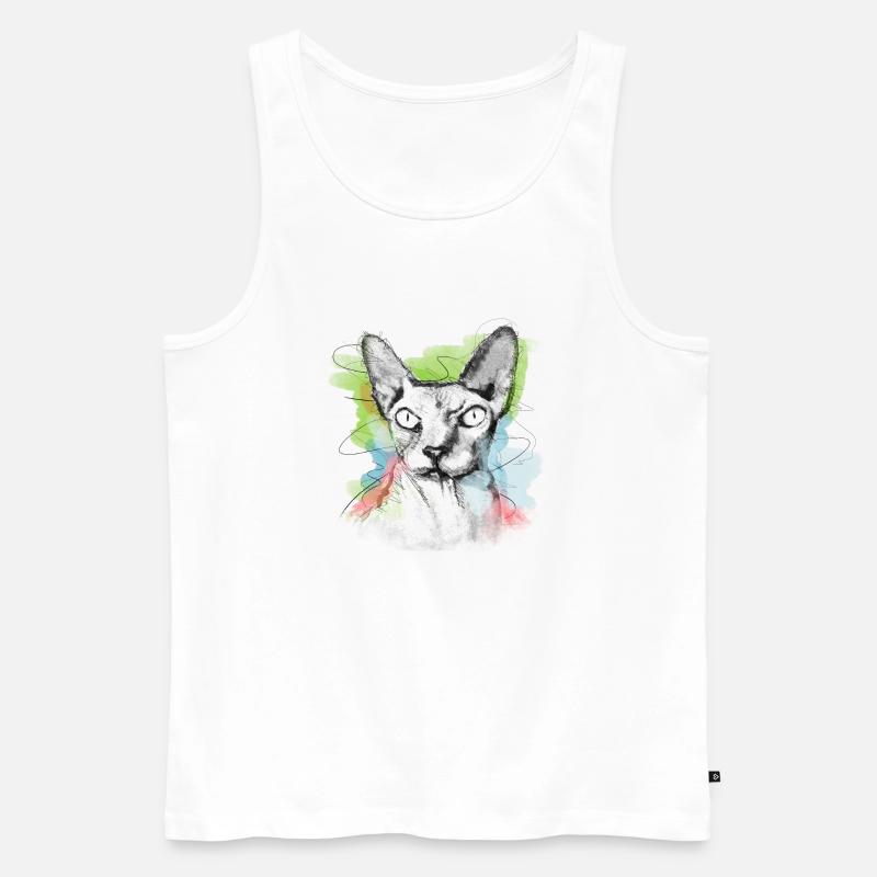 Sphinx Katze Nacktkatze Skizze - Männer Premium Bio Tank Top - Weiß