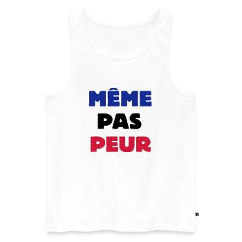 Même pas Peur - Débardeur bio Premium Homme - blanc - Devant - AI Model Male 178 light (178cm)