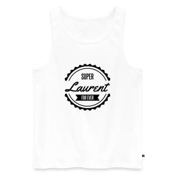 super laurent noël anniversaire prénom - Débardeur bio Premium Homme - blanc - Devant - AI Model Male 178 light (178cm)