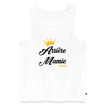 Mamie / Mamy / Grand Mere / Grand-Mère / Bébé - Débardeur bio Premium Homme - blanc - Devant - AI Model Male 178 light (178cm)