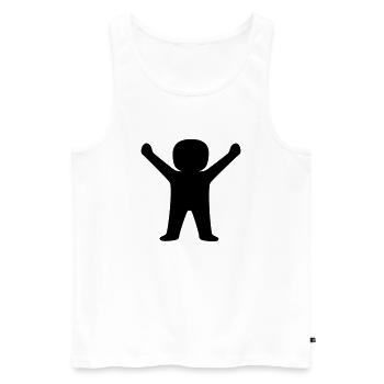 Conception d’illustration masculine heureuse - Débardeur bio Premium Homme - blanc - Devant - Michal (187cm)
